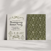 ハンドドローウィムシーバウ感謝祭ディナー招待状 シーズンカード