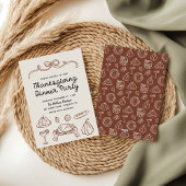 ハンドドローウィムシーバウ感謝祭ディナー招待状 シーズンカード