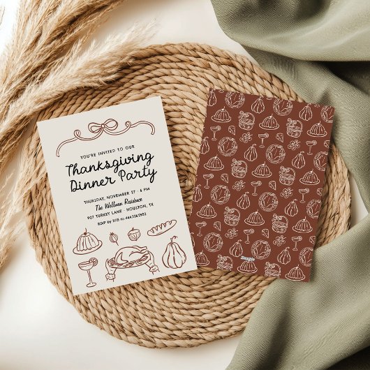 ハンドドローウィムシーバウ感謝祭ディナー招待状 シーズンカード