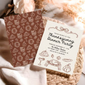 ハンドドローウィムシーバウ感謝祭ディナー招待状 シーズンカード