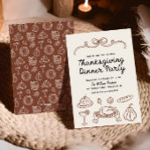 ハンドドローウィムシーバウ感謝祭ディナー招待状 シーズンカード