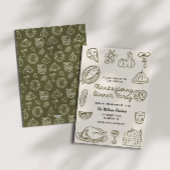 ハンドドローウィムジードゥードルサンクスギビング招待状 シーズンカード