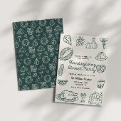 ハンドドローウィムジードゥードルサンクスギビング招待状 シーズンカード