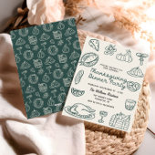 ハンドドローウィムジードゥードルサンクスギビング招待状 シーズンカード