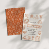 ハンドドローウィムジードゥードルサンクスギビング招待状 シーズンカード