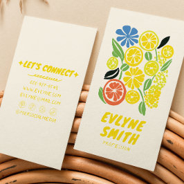 ハンドドローエレガントドイエローレモネードレトロ夏 名刺