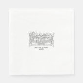 ハンドドローエレガントドビーナシャトーイラストレーション スタンダードランチョンナプキン (正面)
