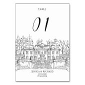 ハンドドローエレガントドビーナシャトーイラストレーション テーブルナンバー (裏面)