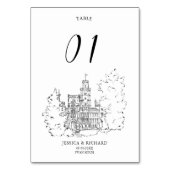 ハンドドローエレガントドビーナシャトーイラストレーション テーブルナンバー (裏面)