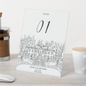 ハンドドローエレガントドビーナシャトーイラストレーション 台座サイン (インサイチュ)