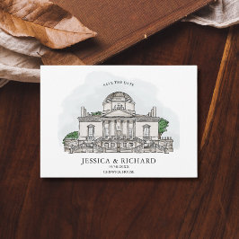 ハンドドローエレガントドビーナシャトーイラストレーション 招待状