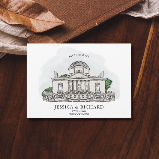 ハンドドローエレガントドビーナシャトーイラストレーション 招待状