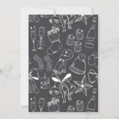 ハンドドローエレガントドモノクロームグレーホリデーパーティー 招待状 (裏面)