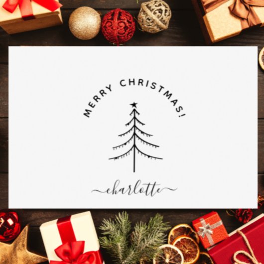 ハンドドローエレガントメリークリスマス ラバースタンプ