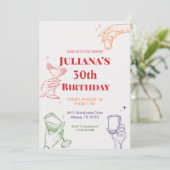 ハンドドローカクテル30th誕生日招待状 招待状 (スタンド正面)