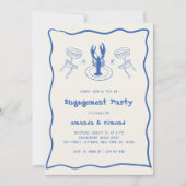 ハンドドローカクテル&ロブスター婚約パーティ 招待状 (正面)