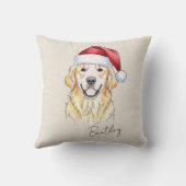 ハンドドローカスタムドクリスマスゴールデンレトリバードッグ クッション (裏面)