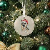 ハンドドローカスタムドドイツの羊飼いポートレート ガラスオーナメント