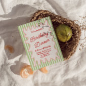 ハンドドローカラフルドストライプ誕生日ディナー 招待状