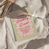 ハンドドローカラフルドストライプ誕生日ディナー 招待状