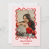 ハンドドローカラフルドストライプ誕生日ディナー 招待状 (裏面)