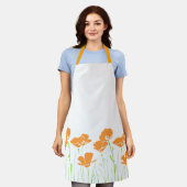 ハンドドローカリフォルニアケシ エプロン (着用した状態)