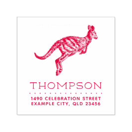 ハンドドローカンガルーファミリーネーム差出人住所 セルフインキングスタンプ