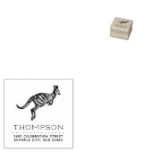 ハンドドローカンガルーファミリーネーム差出人住所 ラバースタンプ (押印)