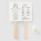 ハンドドローカーのドードルモダン結婚式 プログラム ハンドファン (正面&裏面)