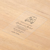 ハンドドローカーモダンドードル結婚ズ アクリル招待状 (レイダウン)