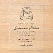 ハンドドローカーモダンドードル結婚ズ アクリル招待状 (正面)