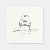 ハンドドローカーモダンドードル結婚ズ スタンダードカクテルナプキン (正面)