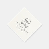 ハンドドローカーモダンドードル結婚ズ スタンダードカクテルナプキン (角)