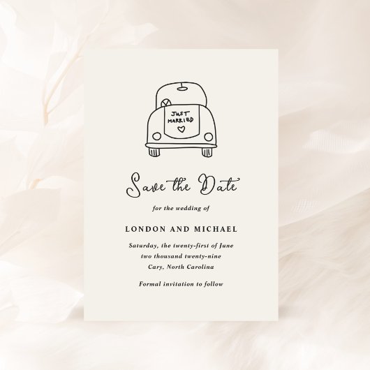 ハンドドローカーモダンドードル結婚ズ セーブザデート