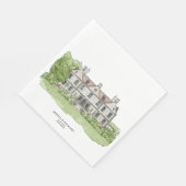 ハンドドロークラシックドビーナマナーイラストレーション スタンダードランチョンナプキン (角)