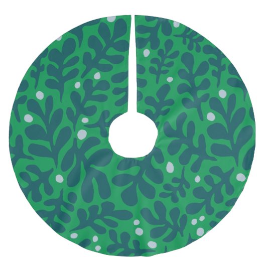 ハンドドロークリスマスイラストレーション ブラッシュドポリエステルツリースカート (正面)