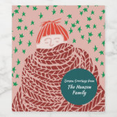 ハンドドロークリスマスイラストレーション ワインラベル (シングルラベル)