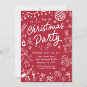 ハンドドロークリスマスパーティの招待状、クリスマス 招待状 (正面)