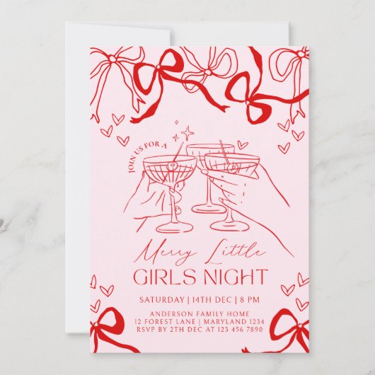 ハンドドロークリスマスパーティの招待状 招待状 (正面)