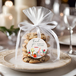 ハンドドロークリスマスブライダルシャワーありがとう ラウンドシール