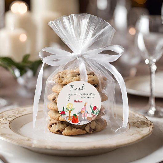 ハンドドロークリスマスブライダルシャワーありがとう ラウンドシール