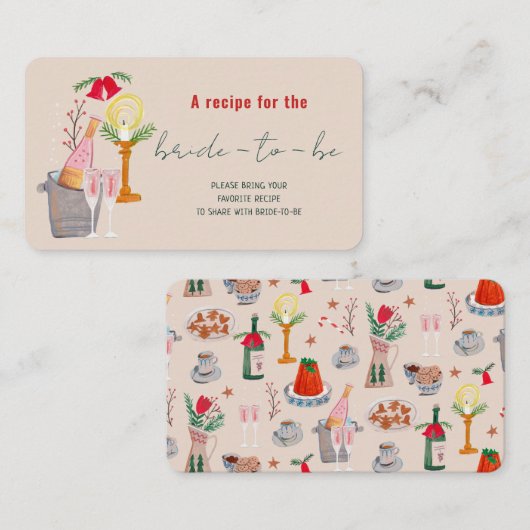 ハンドドロークリスマスブライダルシャワー共有Aレシピ エンクロージャーカード (正面/裏面)