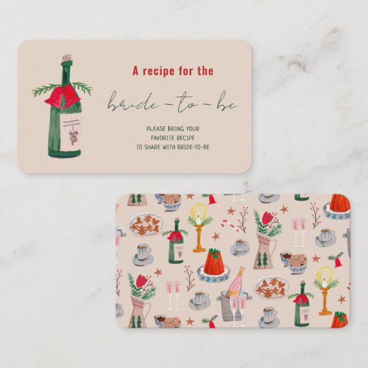 ハンドドロークリスマスブライダルシャワー共有Aレシピ エンクロージャーカード (正面/裏面)