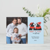 ハンドドロークリスマスベアカスタムフォトホリデーカード シーズンカード (スタンド正面)