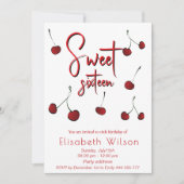 ハンドドロークールウィムシよくはしゃぐさくらんぼスイート16 招待状 (正面)