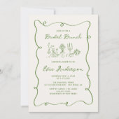 ハンドドローグリーンブライダルブランチ 招待状 (正面)