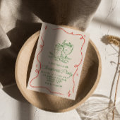 ハンドドローグリーンレッドクリスマスカクテルパーティー 招待状