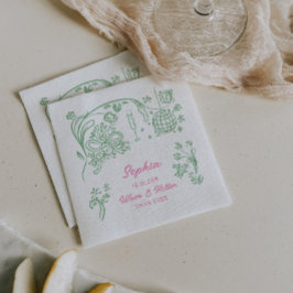 ハンドドローコケットワイザー及びホッター誕生日 スタンダードカクテルナプキン