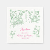 ハンドドローコケットワイザー及びホッター誕生日 スタンダードカクテルナプキン (正面)