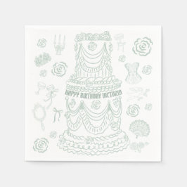 ハンドドローコソフトルネッサンスコケットパーティー スタンダードカクテルナプキン